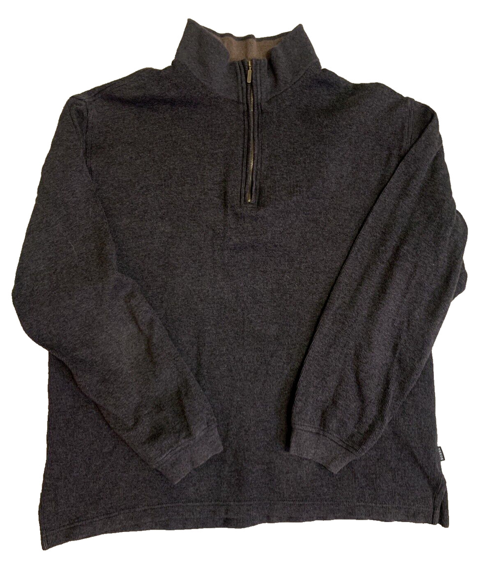 Arrow USA 1951 Mens Sweater Size Large Dark Grey 1/4 Zip Academia Preppy Office